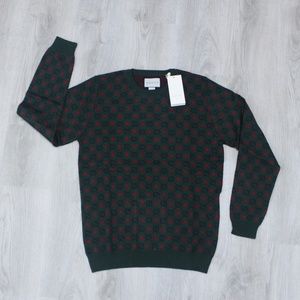 Gucci Red Star Green Wool Sweater Crewneck